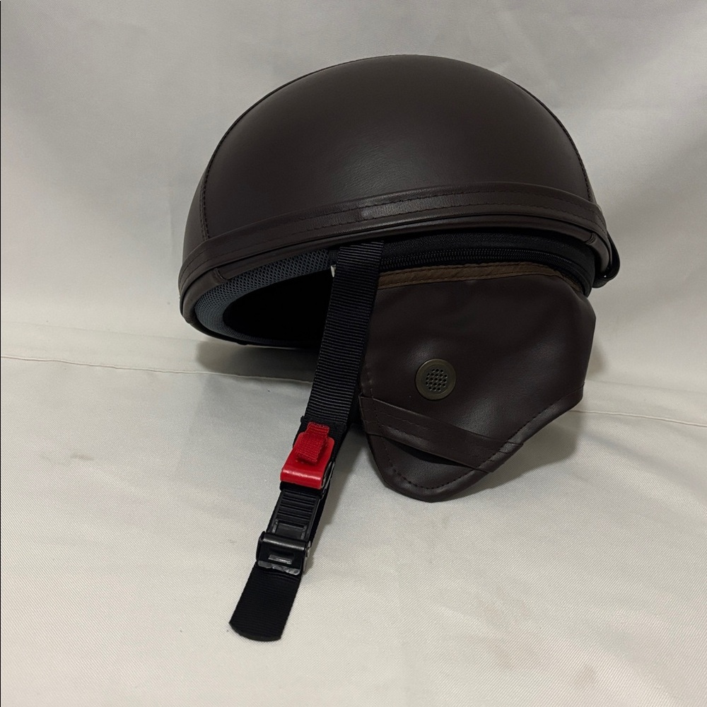 German Style Motorcycle Half Helmet Brown One Size